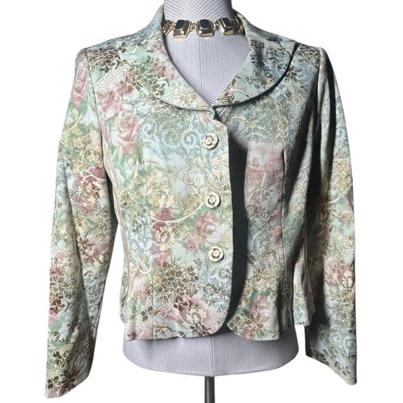 Larry Levine Women's Size 14 2pc Blazer Skirt Career Set Jacquard Work Lined - Picture 2 of 16